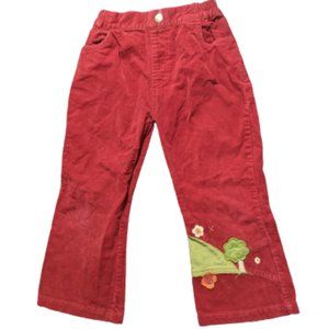 ---  Red velour pants with apliques on the leg Size 4